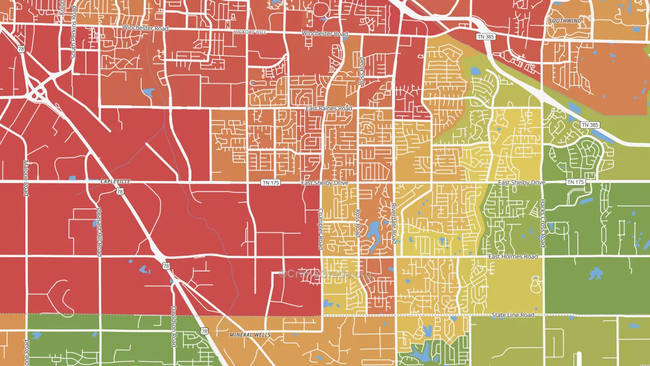 38141, TN Map of Theft Rates