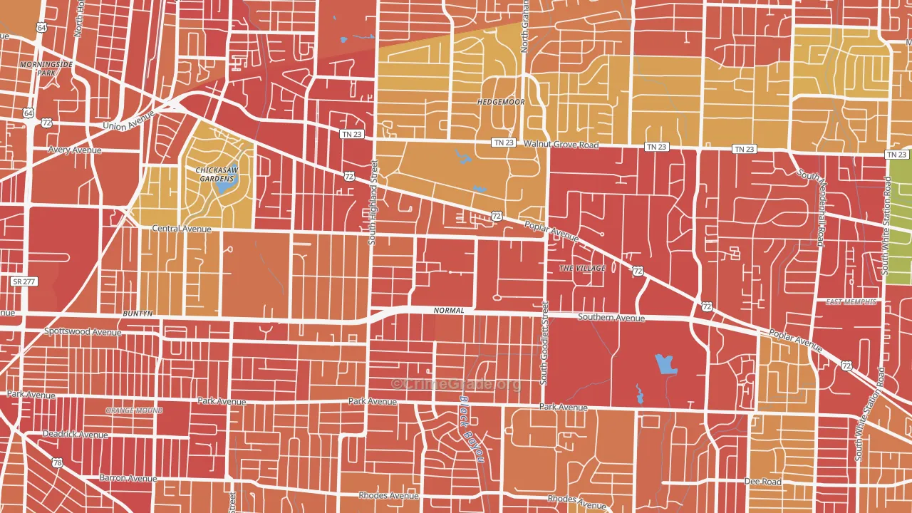 38152, TN Map of Theft Rates