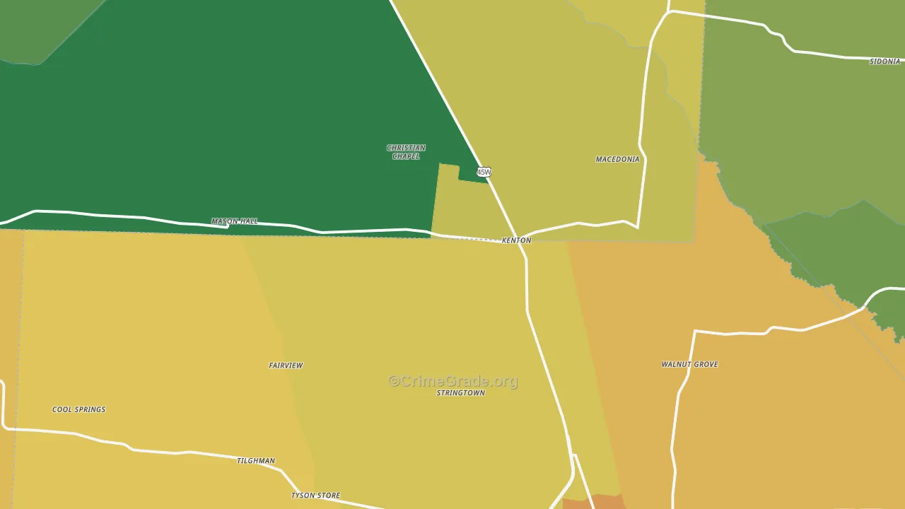 38233, TN Map of Theft Rates