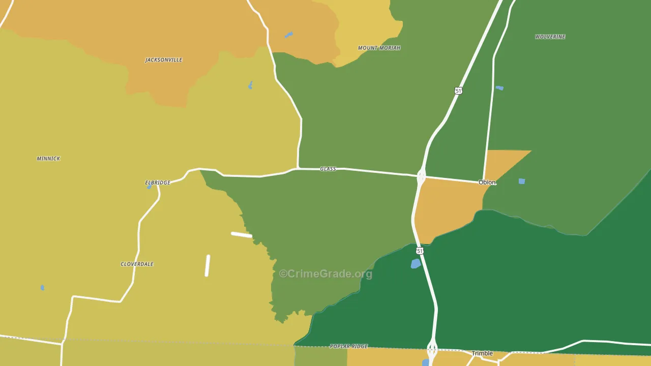 38240, TN Map of Theft Rates