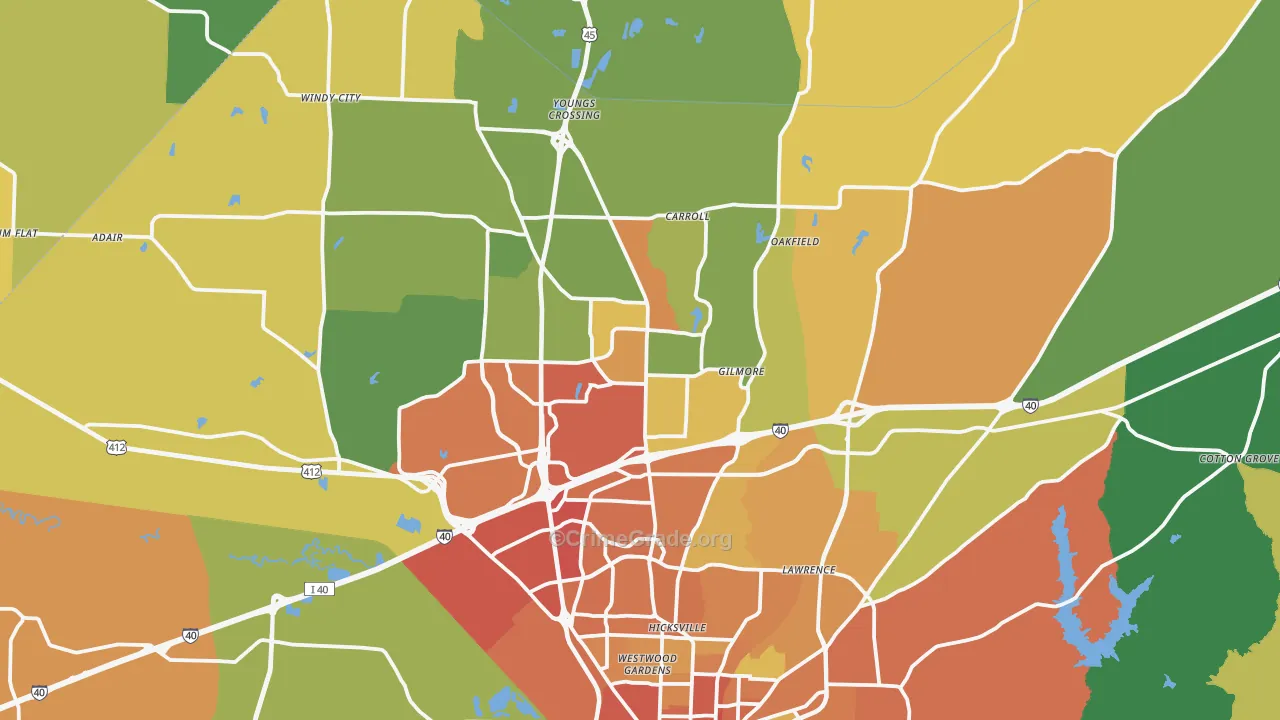 38305, TN Map of Theft Rates