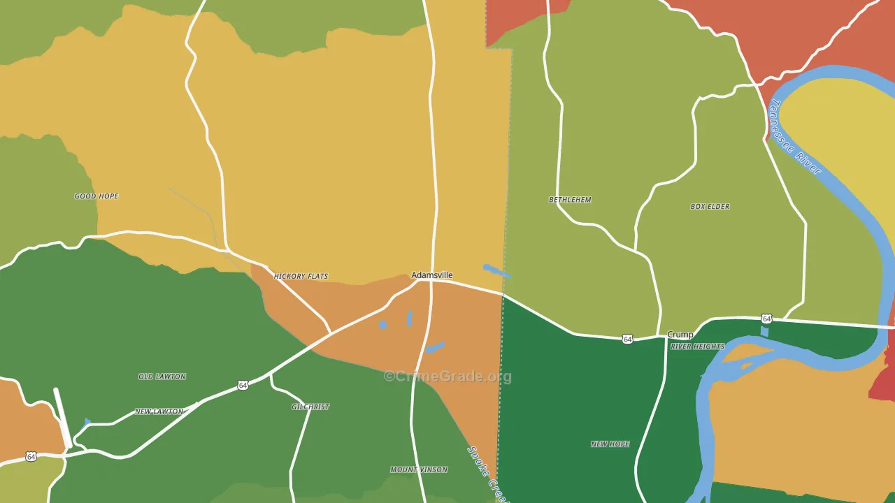 38310, TN Map of Theft Rates