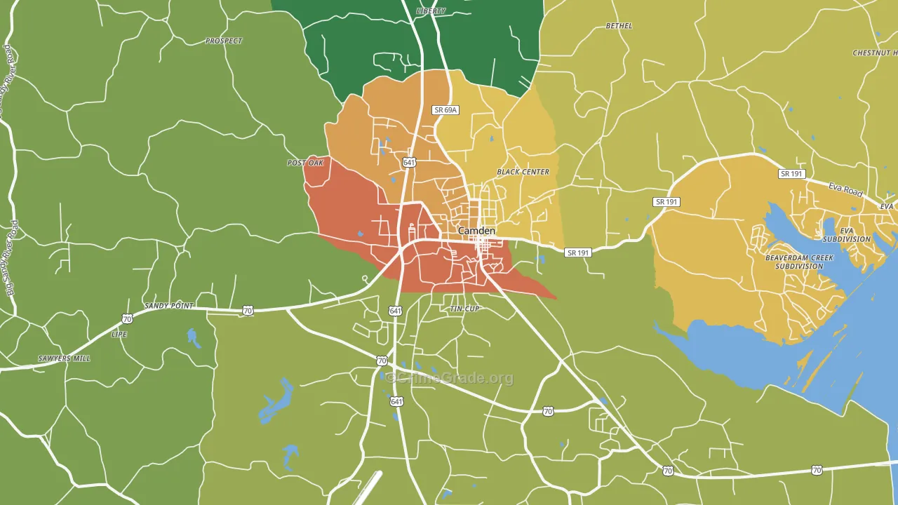 38320, TN Map of Theft Rates