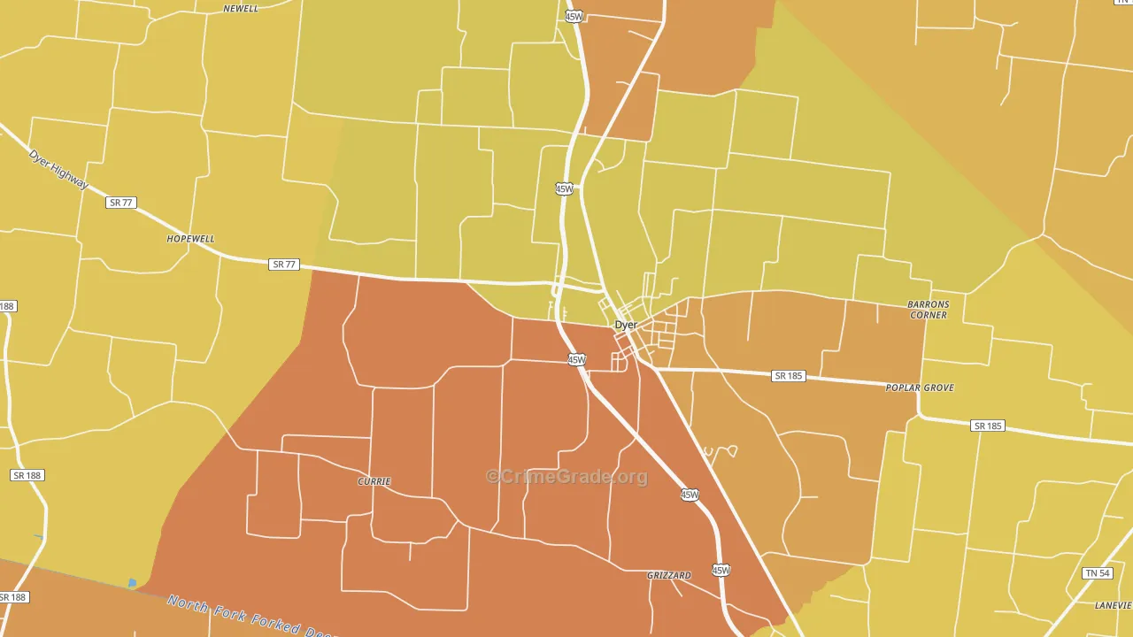 38330, TN Map of Theft Rates