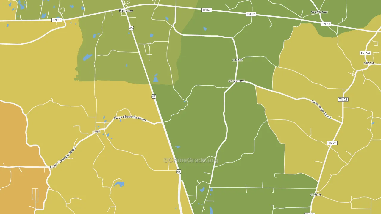 38339, TN Map of Theft Rates