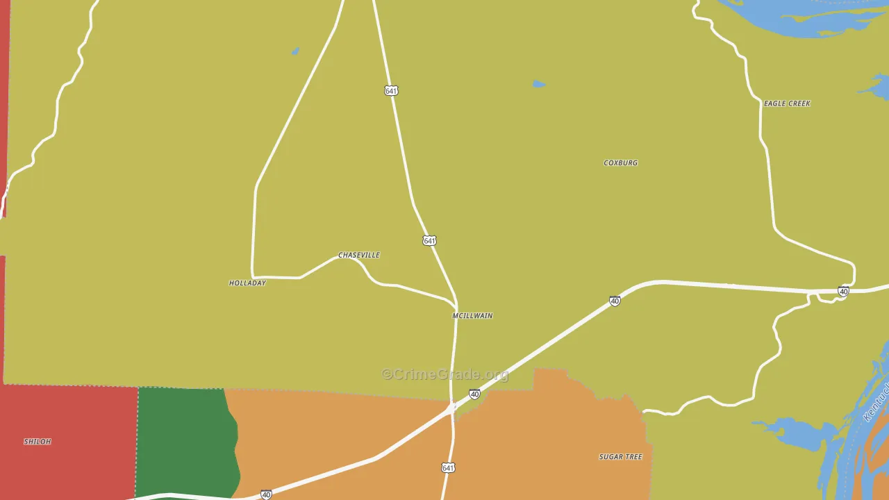 38341, TN Map of Theft Rates