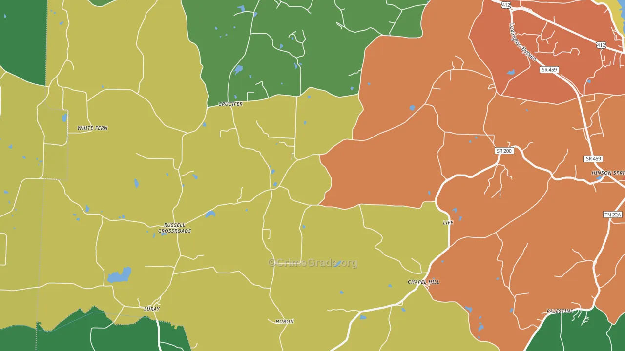 38345, TN Map of Theft Rates
