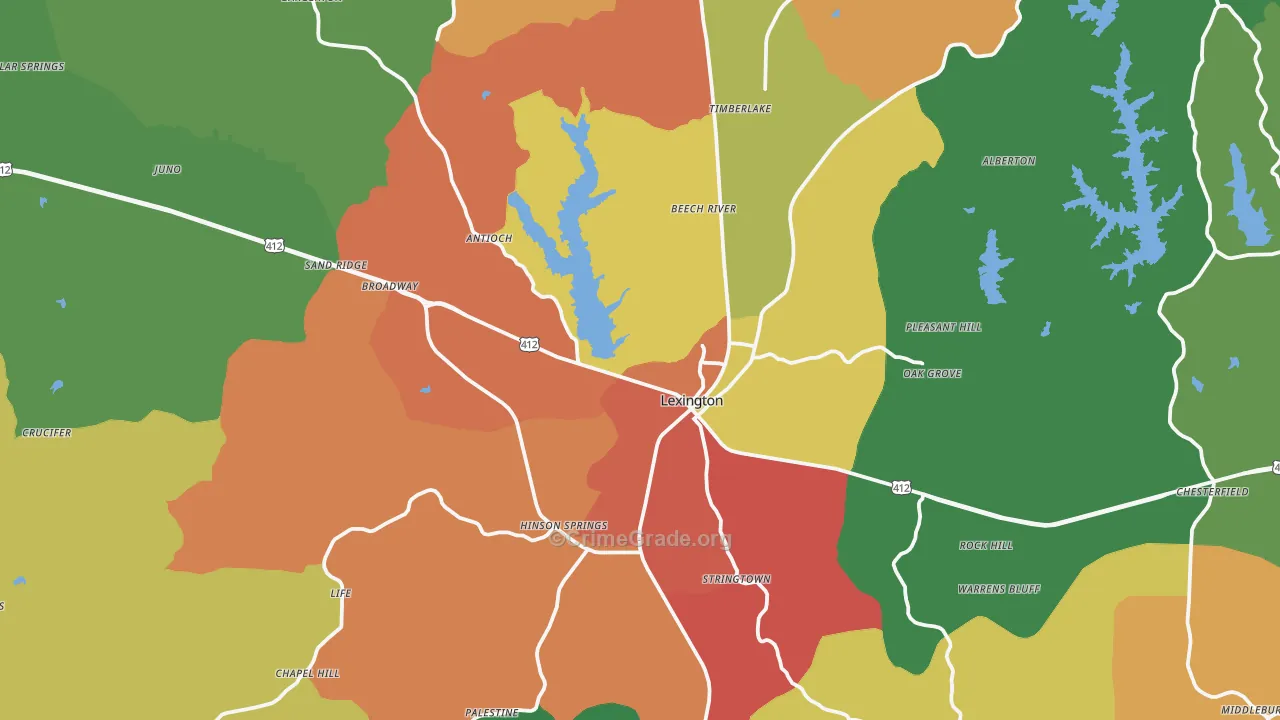 38351, TN Map of Theft Rates