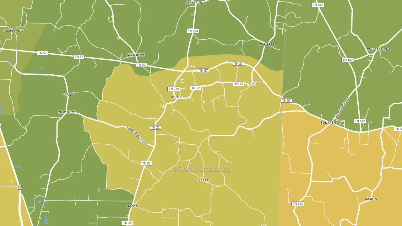 38357, TN Map of Theft Rates