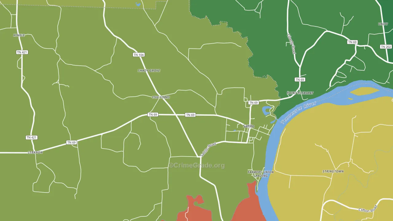 38370, TN Map of Theft Rates