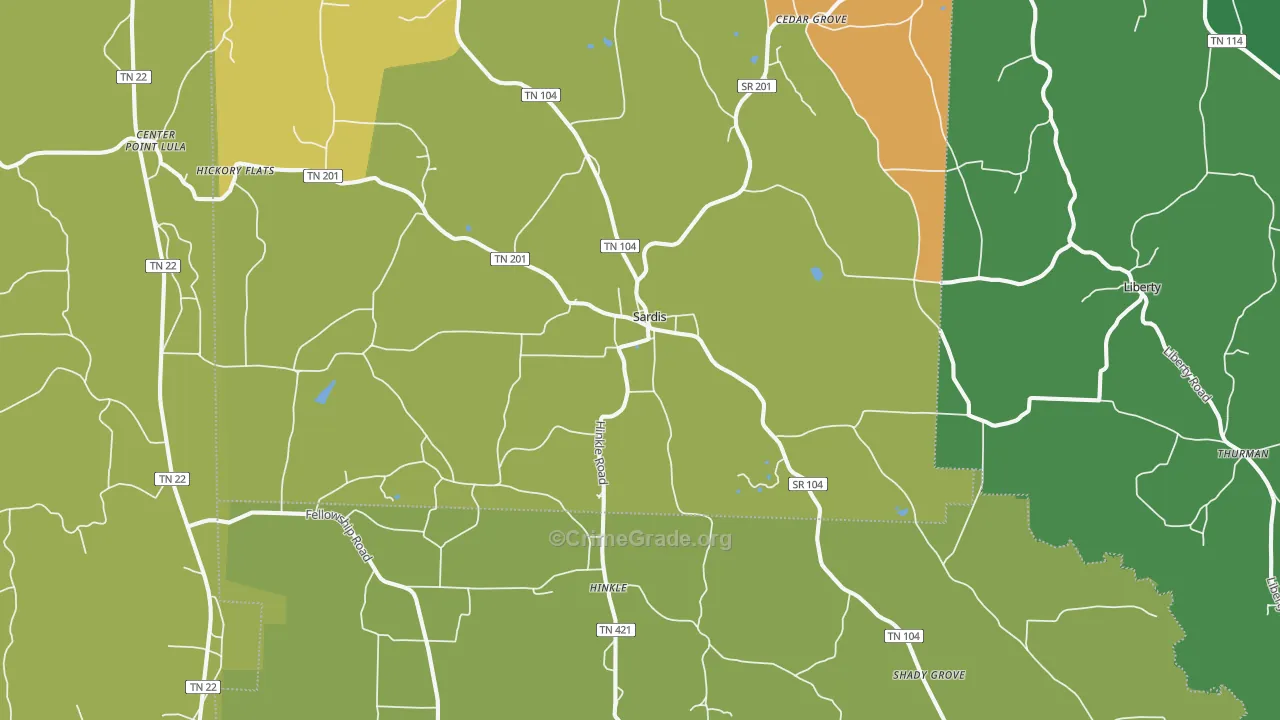 38371, TN Map of Theft Rates