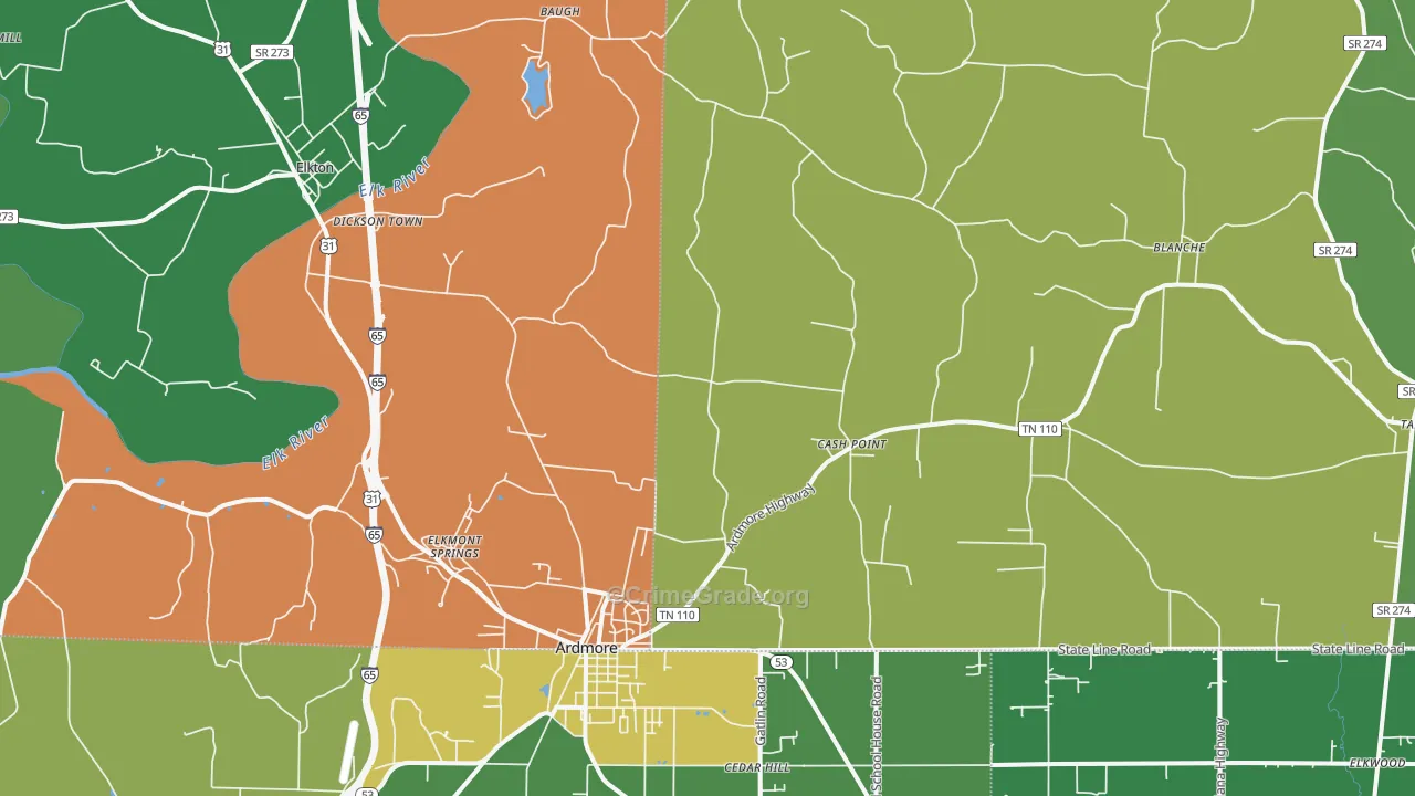 38449, TN Map of Theft Rates