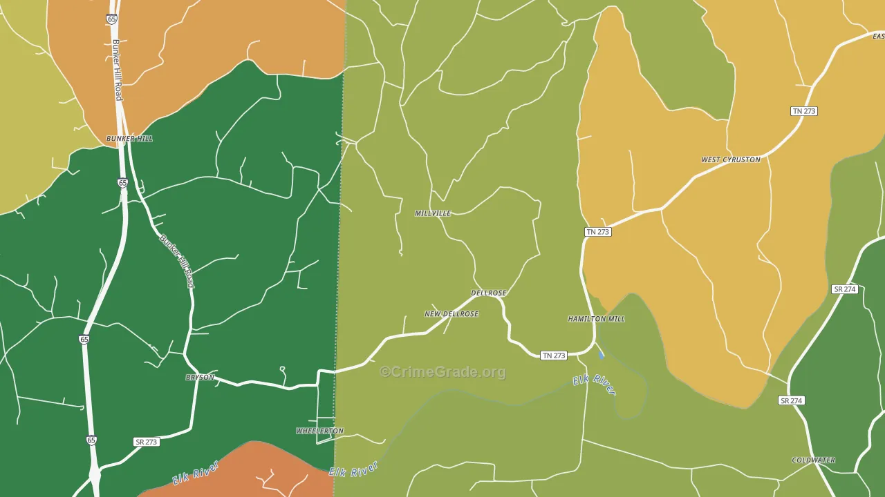 38453, TN Map of Theft Rates