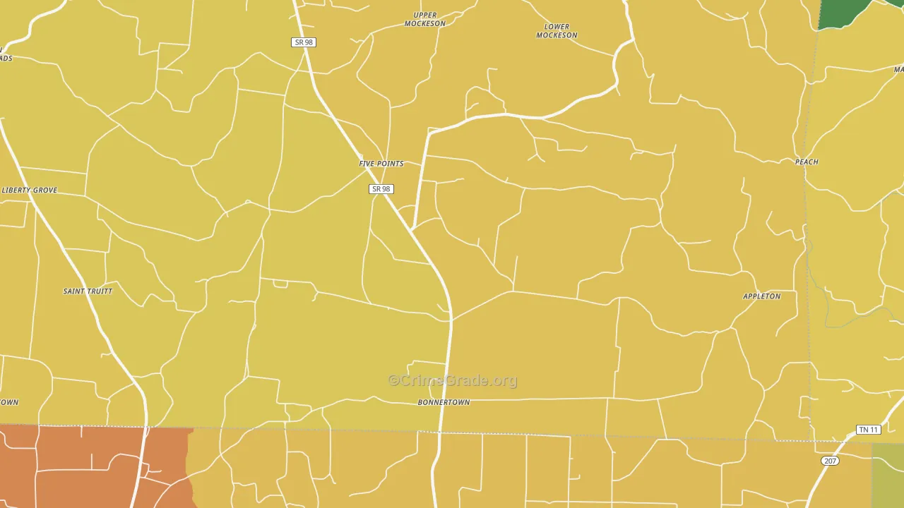 38457, TN Map of Theft Rates