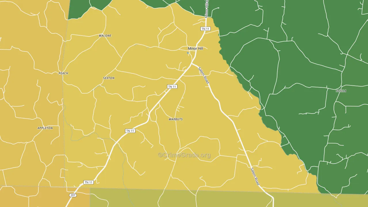 38473, TN Map of Theft Rates