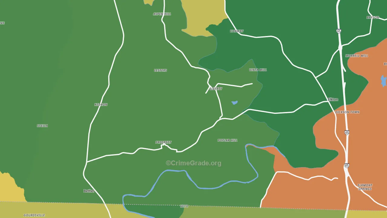 38477, TN Map of Theft Rates