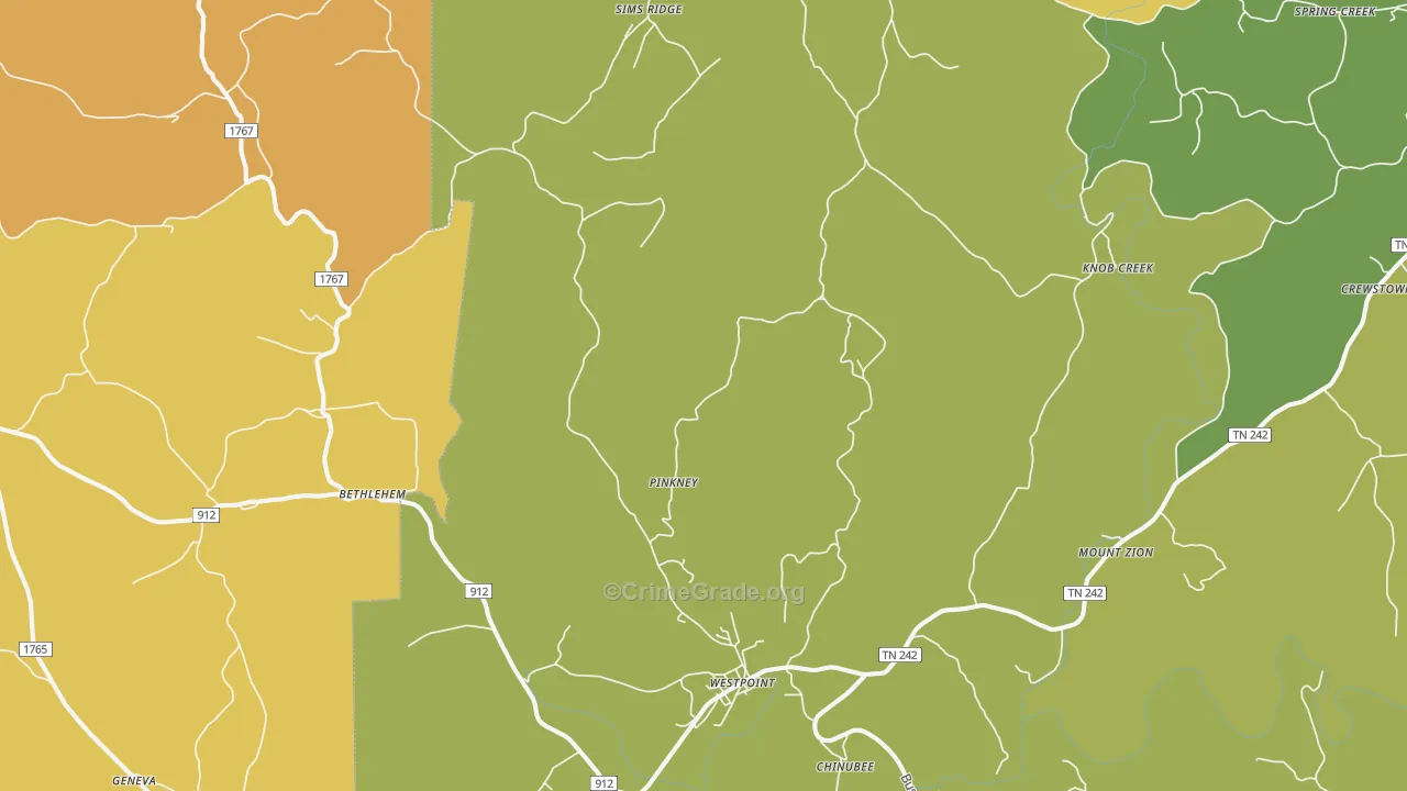 38486, TN Map of Theft Rates