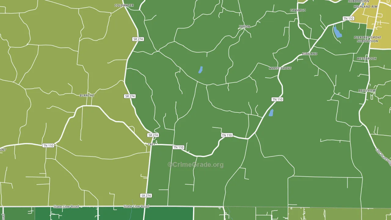 38488, TN Map of Theft Rates