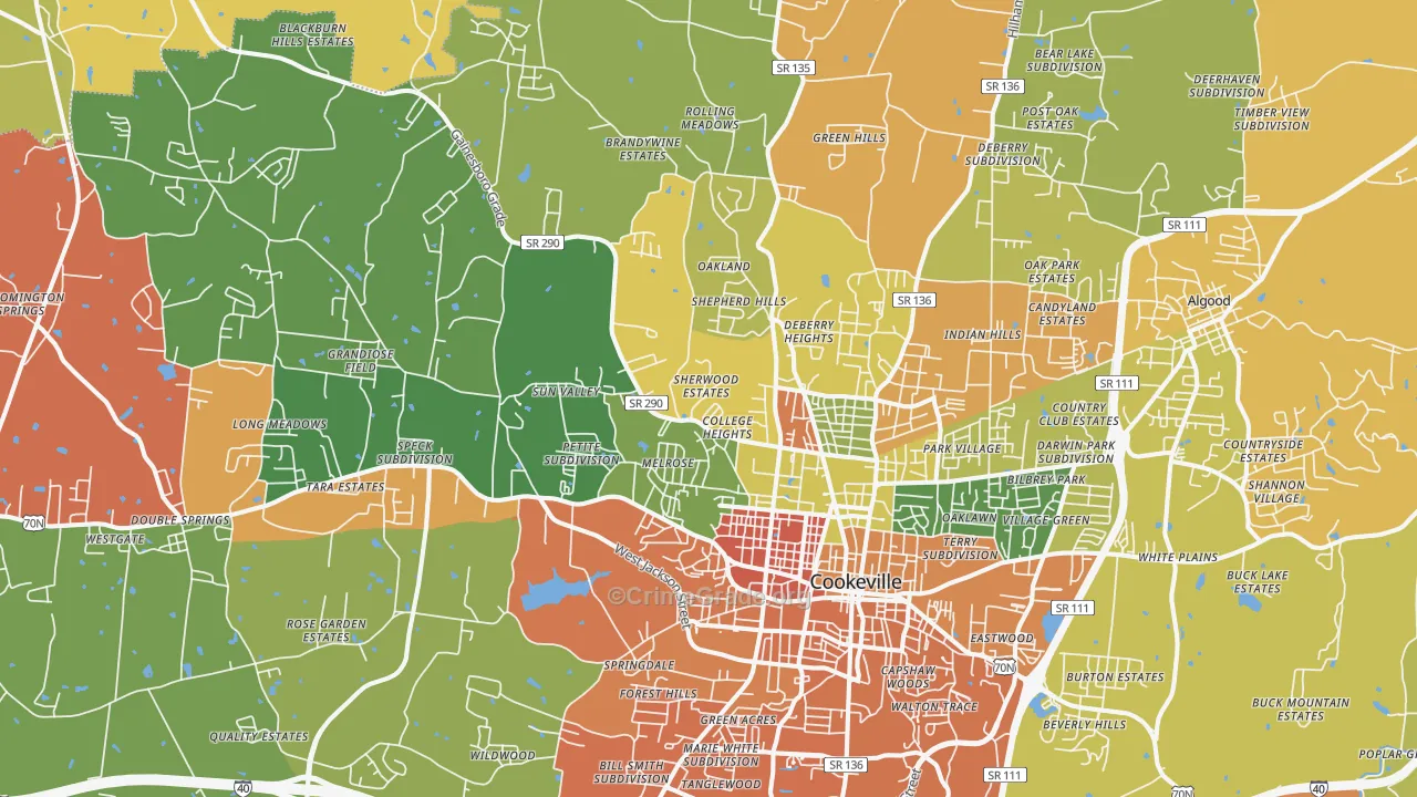 38501, TN Map of Theft Rates