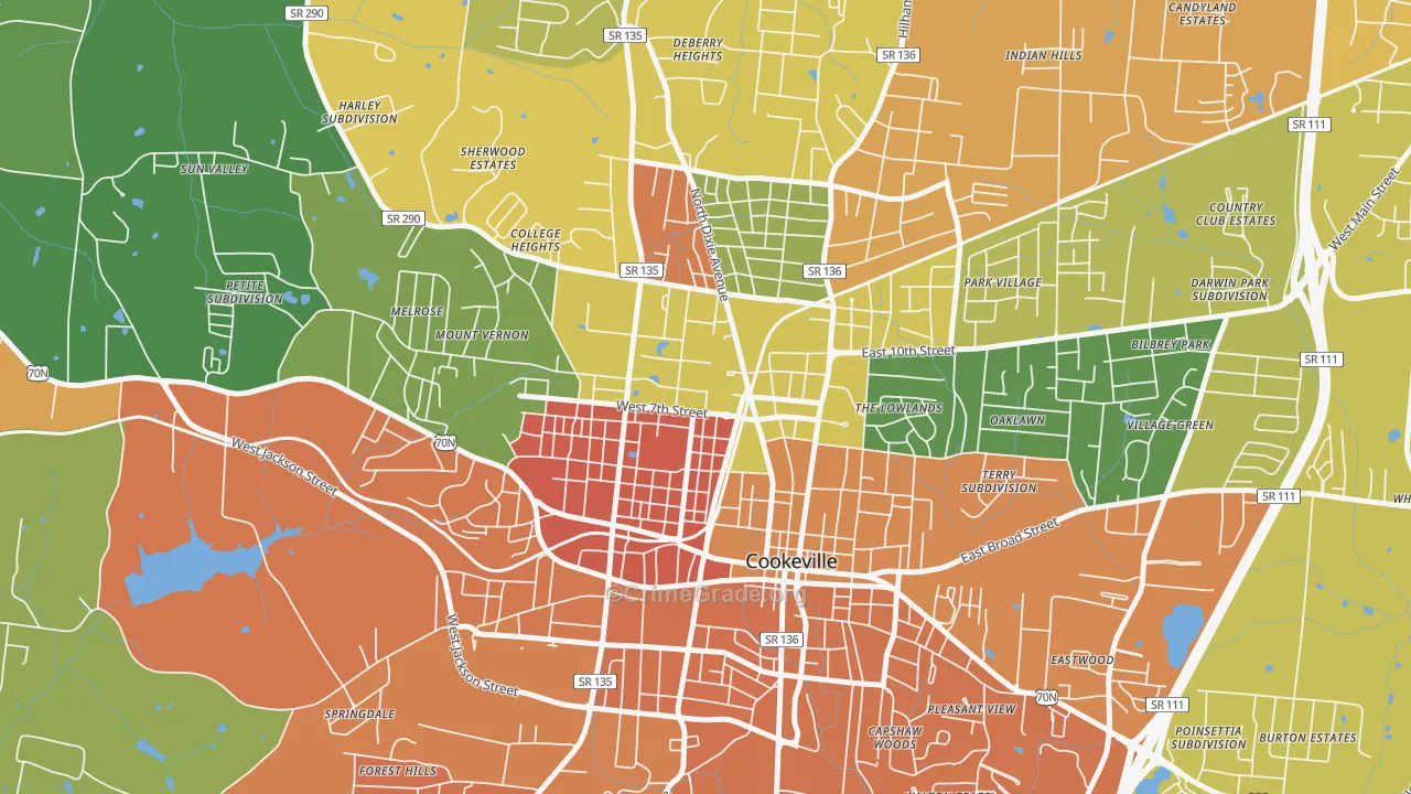 38505, TN Map of Theft Rates