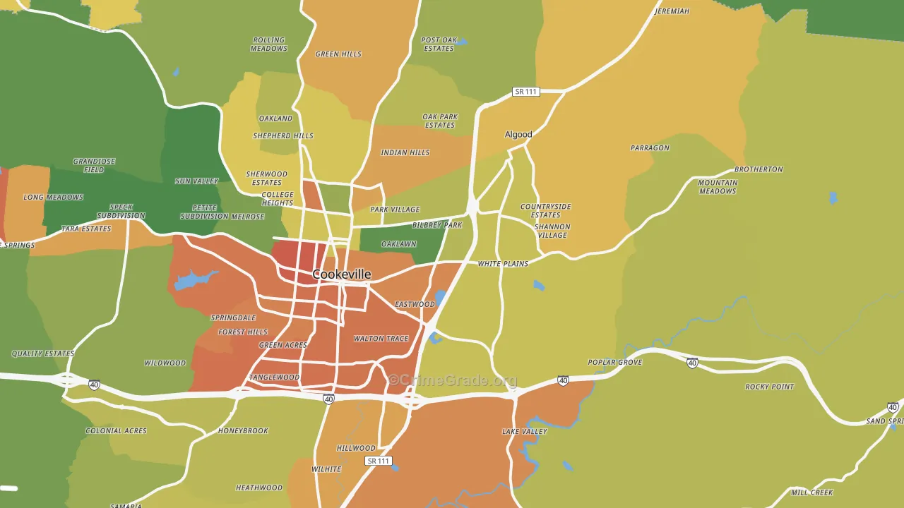 38506, TN Map of Theft Rates