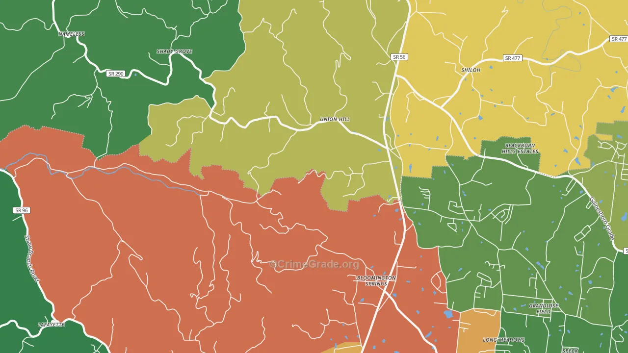 38545, TN Map of Theft Rates