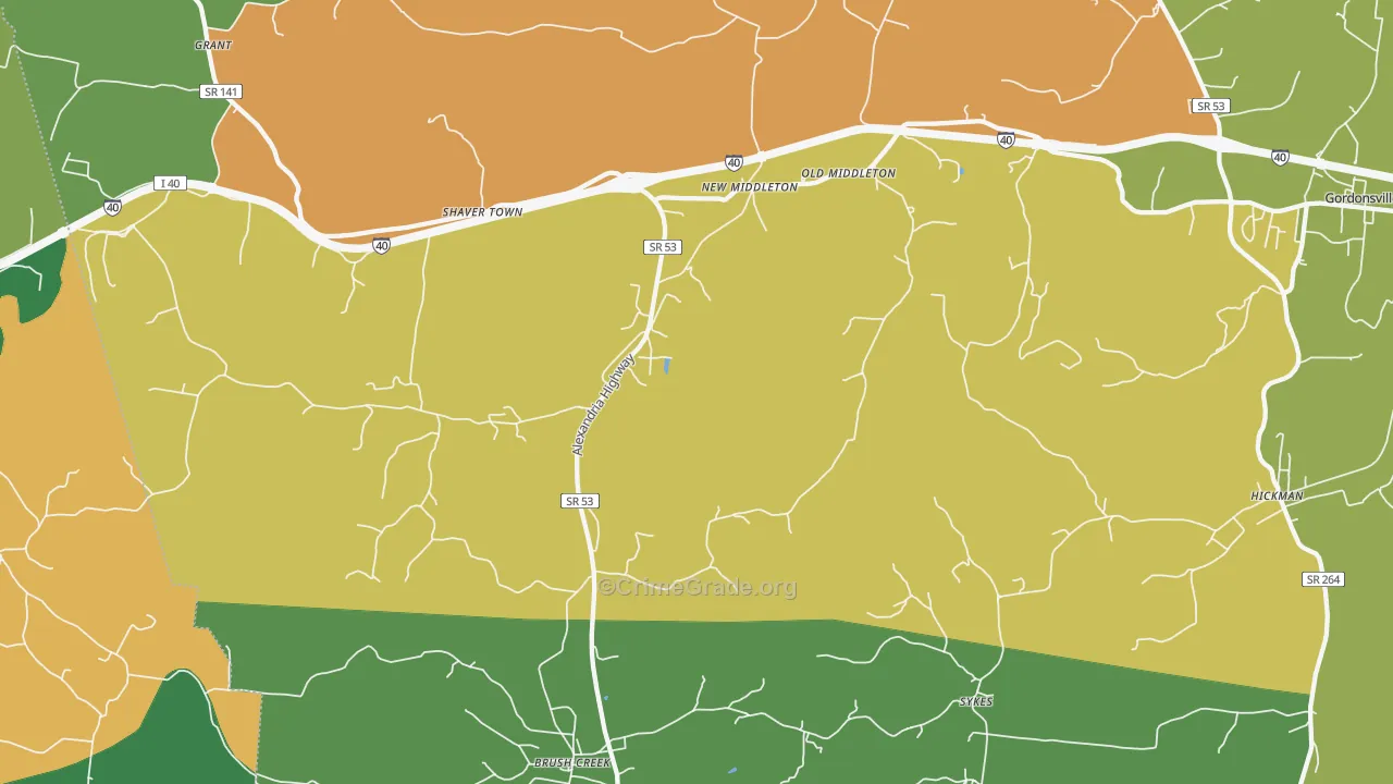 38547, TN Map of Theft Rates