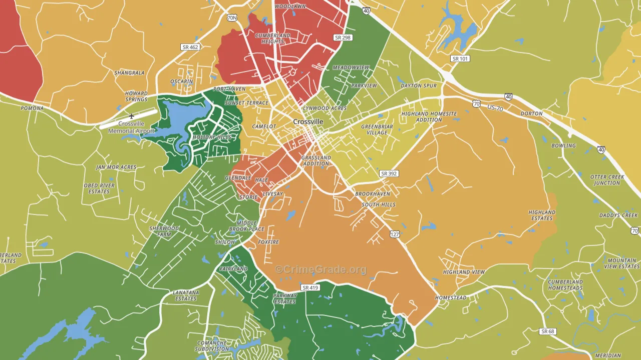 38555, TN Map of Theft Rates