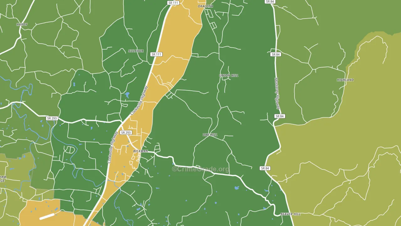 38580, TN Map of Theft Rates