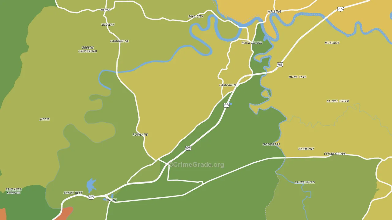 38581, TN Map of Theft Rates