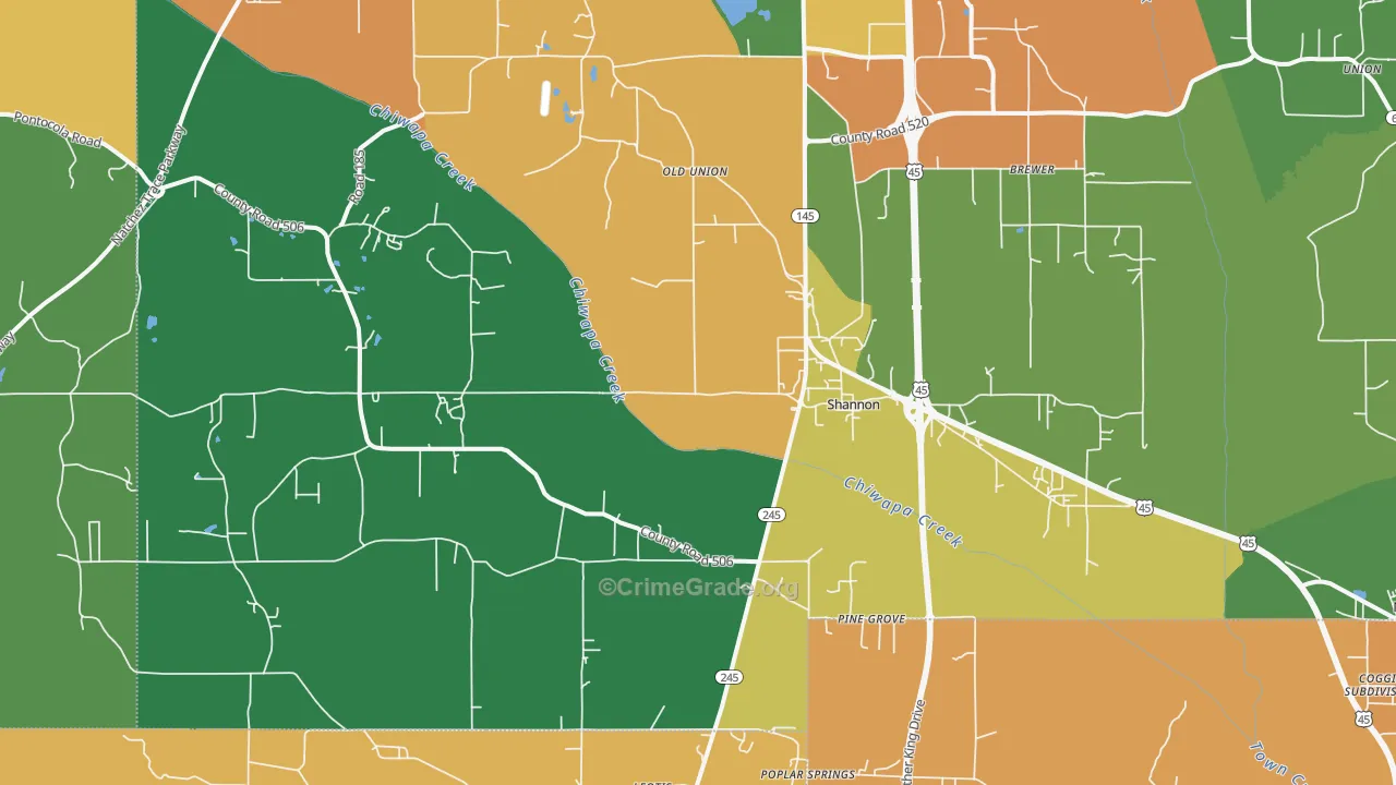 38868, MS Map of Theft Rates