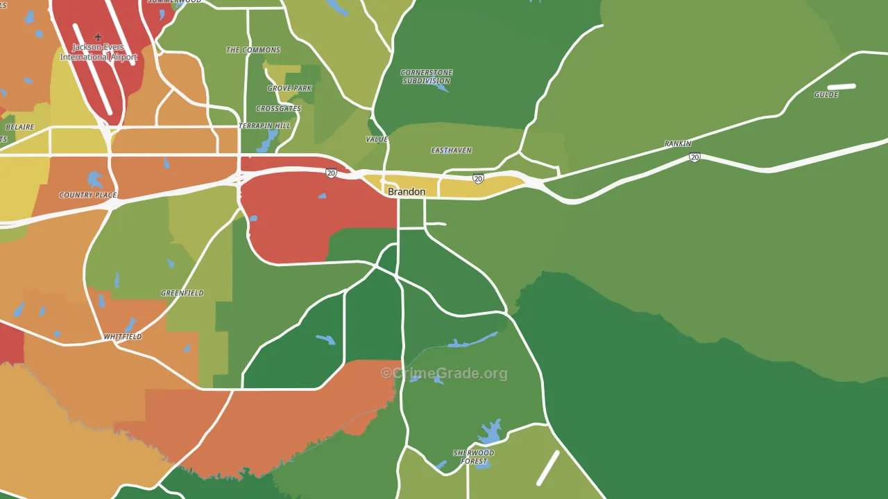 39042, MS Map of Theft Rates