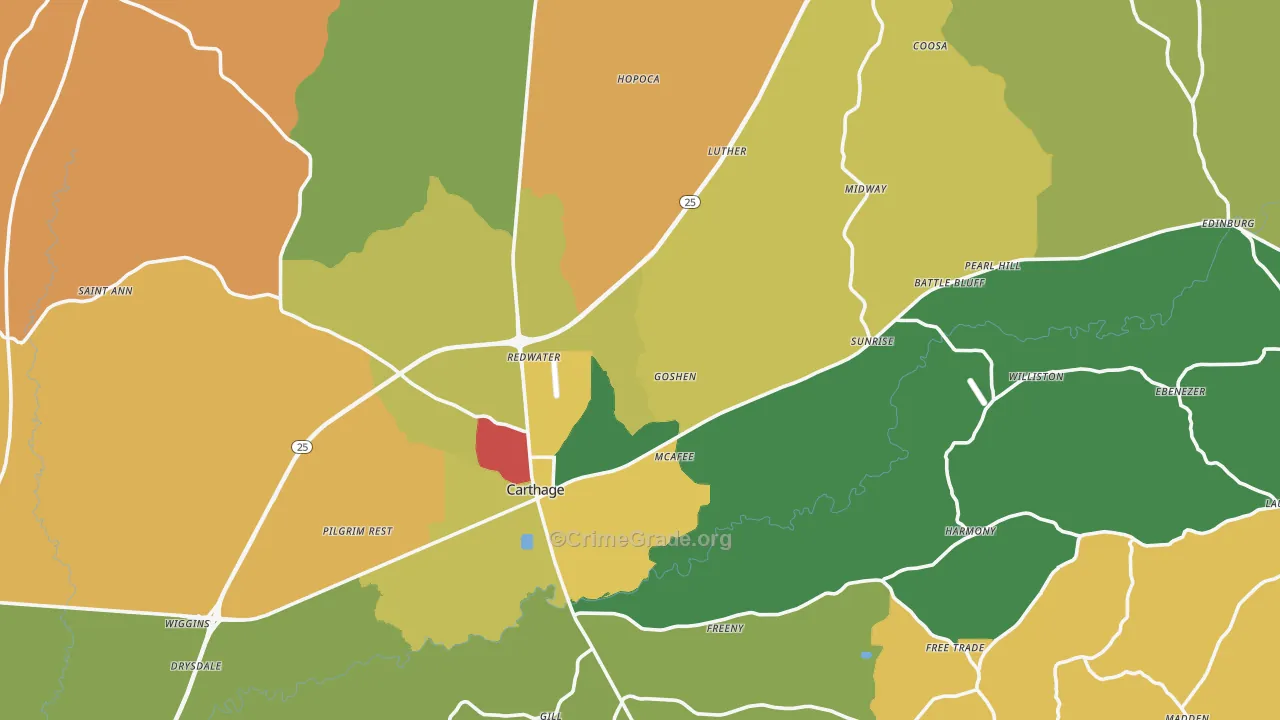 39051, MS Map of Theft Rates