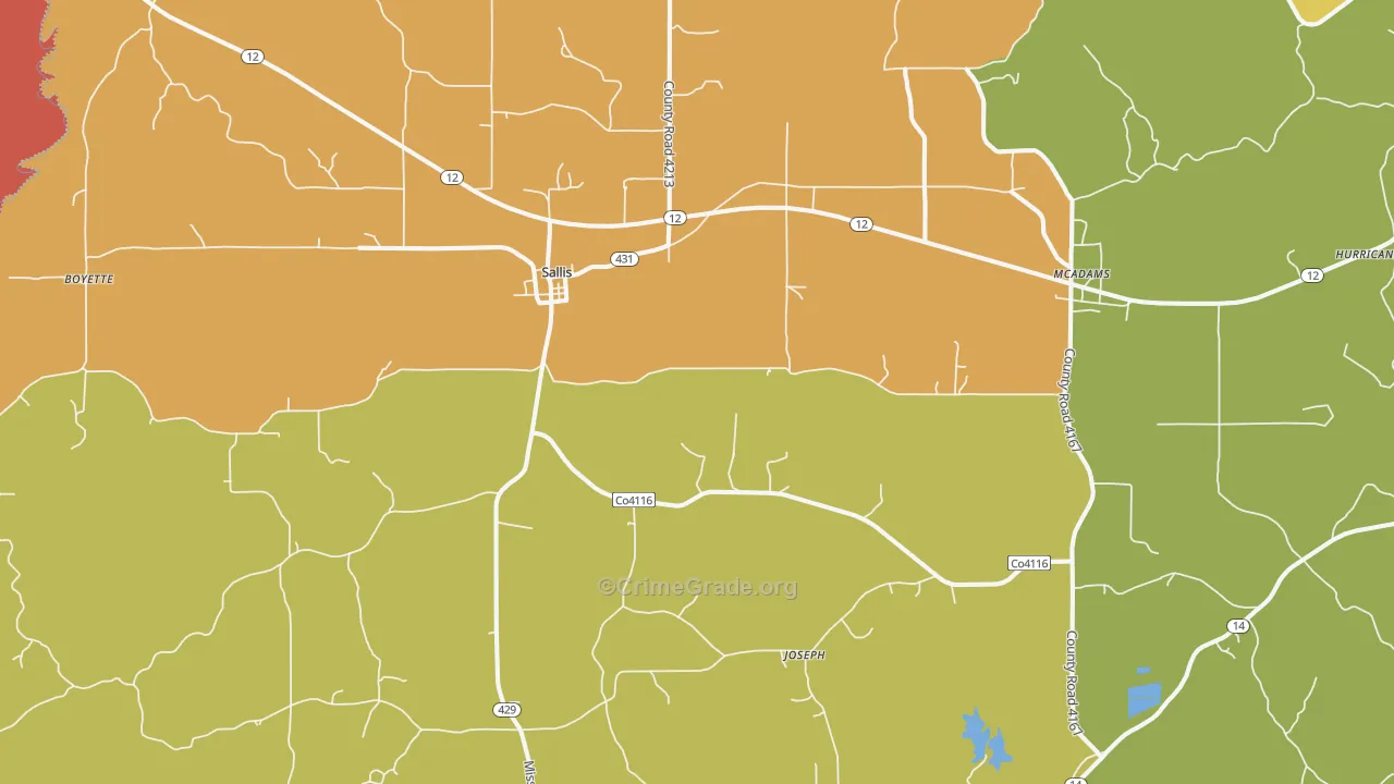 39160, MS Map of Theft Rates
