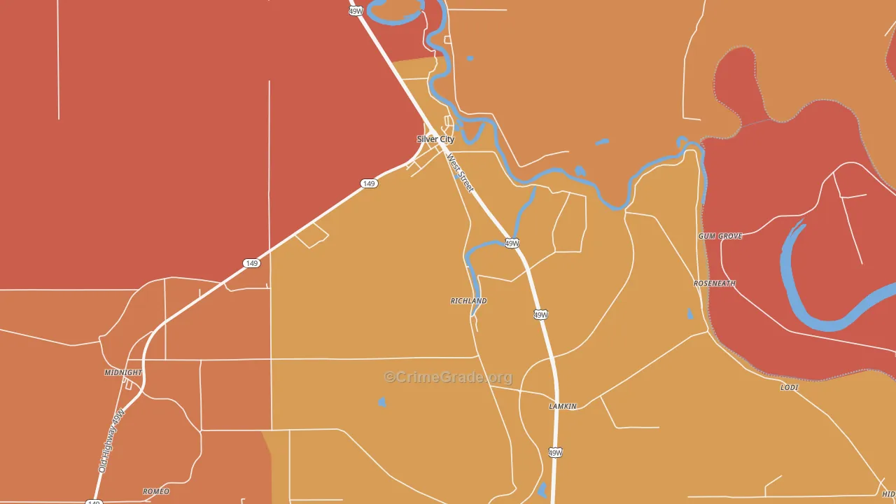 39166, MS Map of Theft Rates
