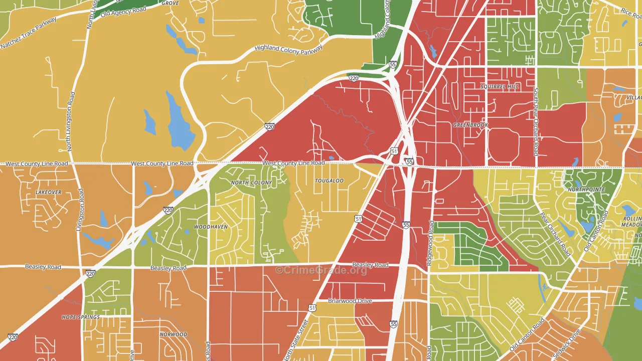39174, MS Map of Theft Rates
