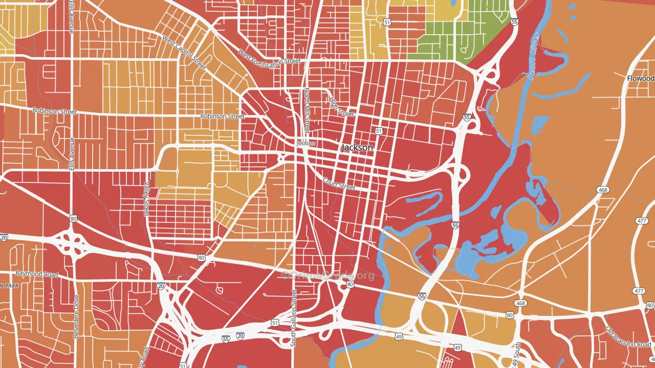 39201, MS Map of Theft Rates