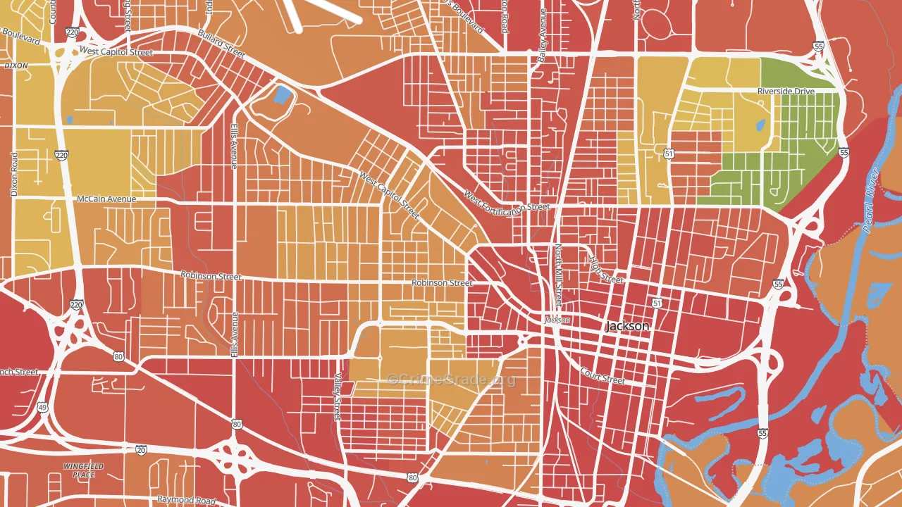 39203, MS Map of Theft Rates