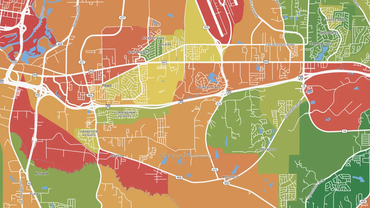 39208, MS Map of Theft Rates