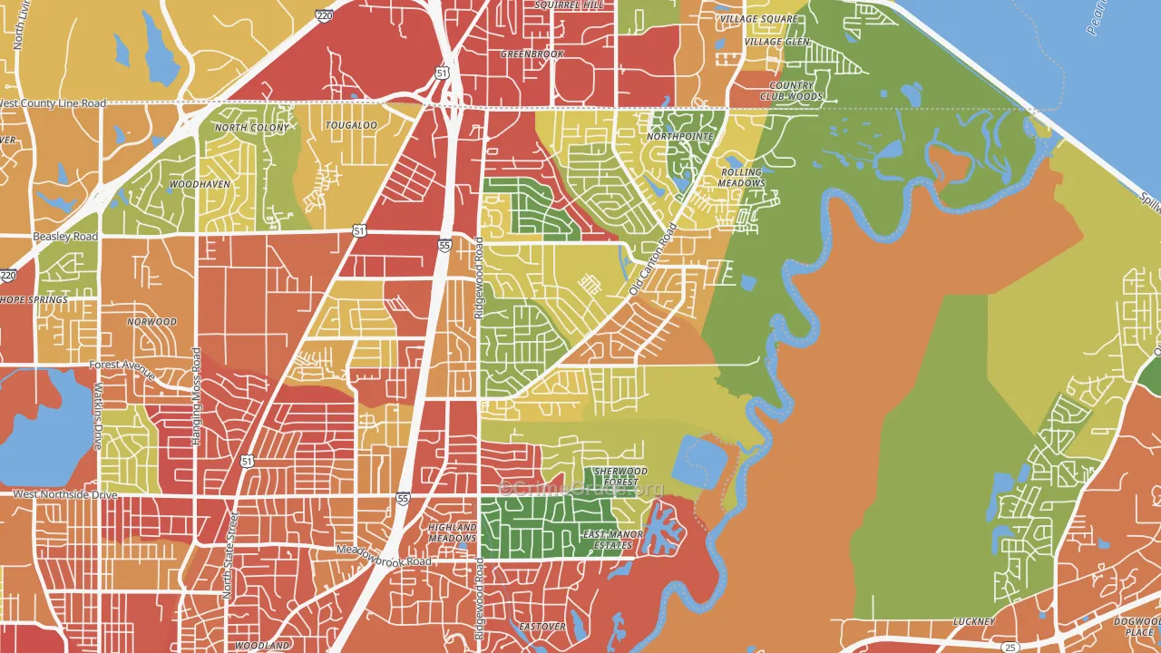 39211, MS Map of Theft Rates