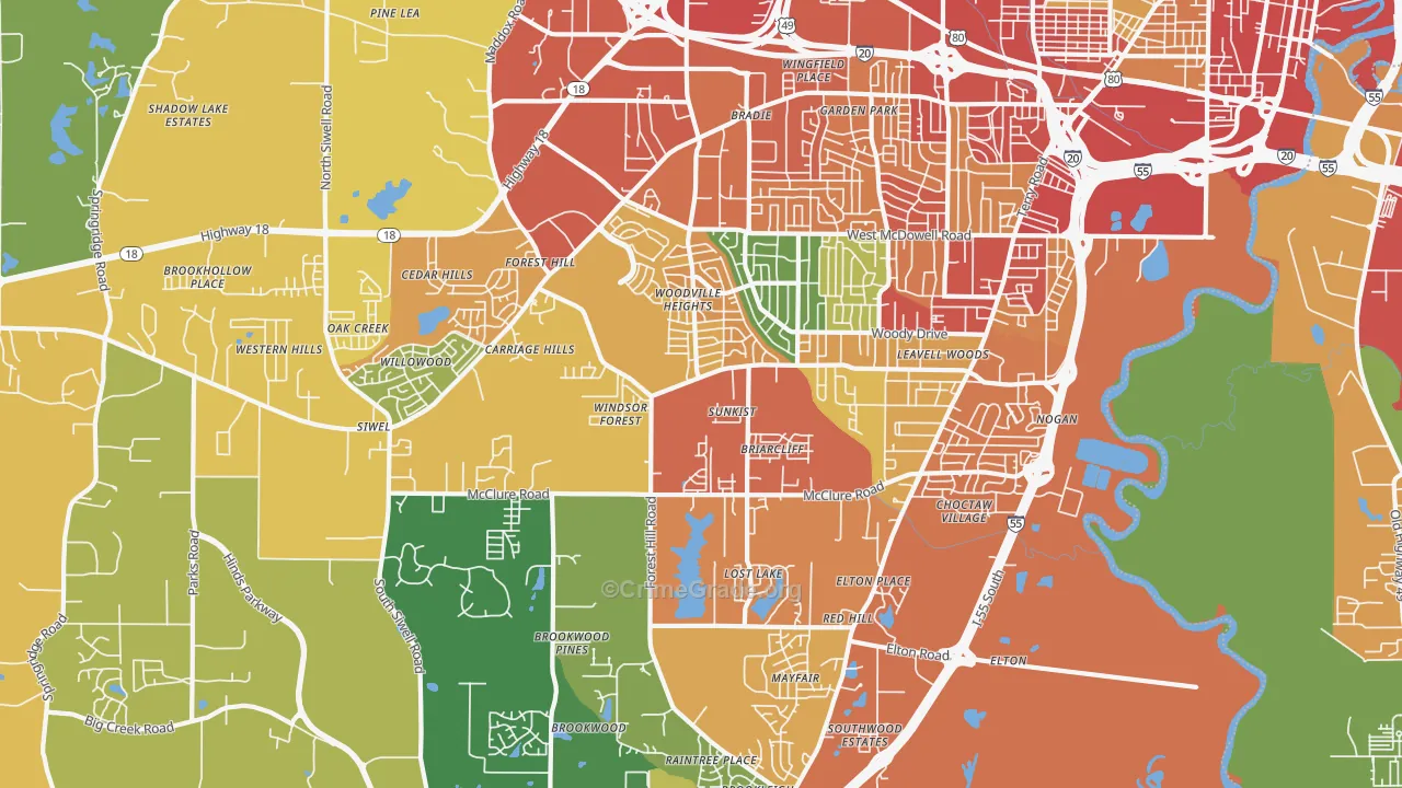 39212, MS Map of Theft Rates