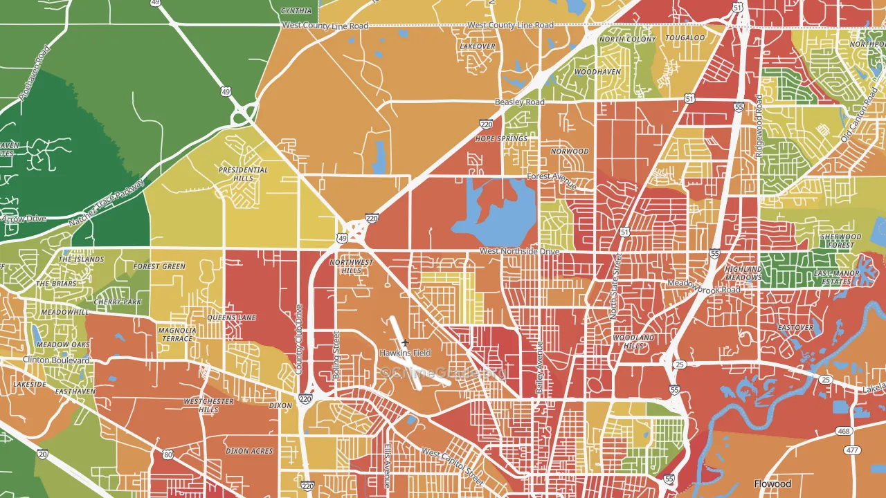 39213, MS Map of Theft Rates