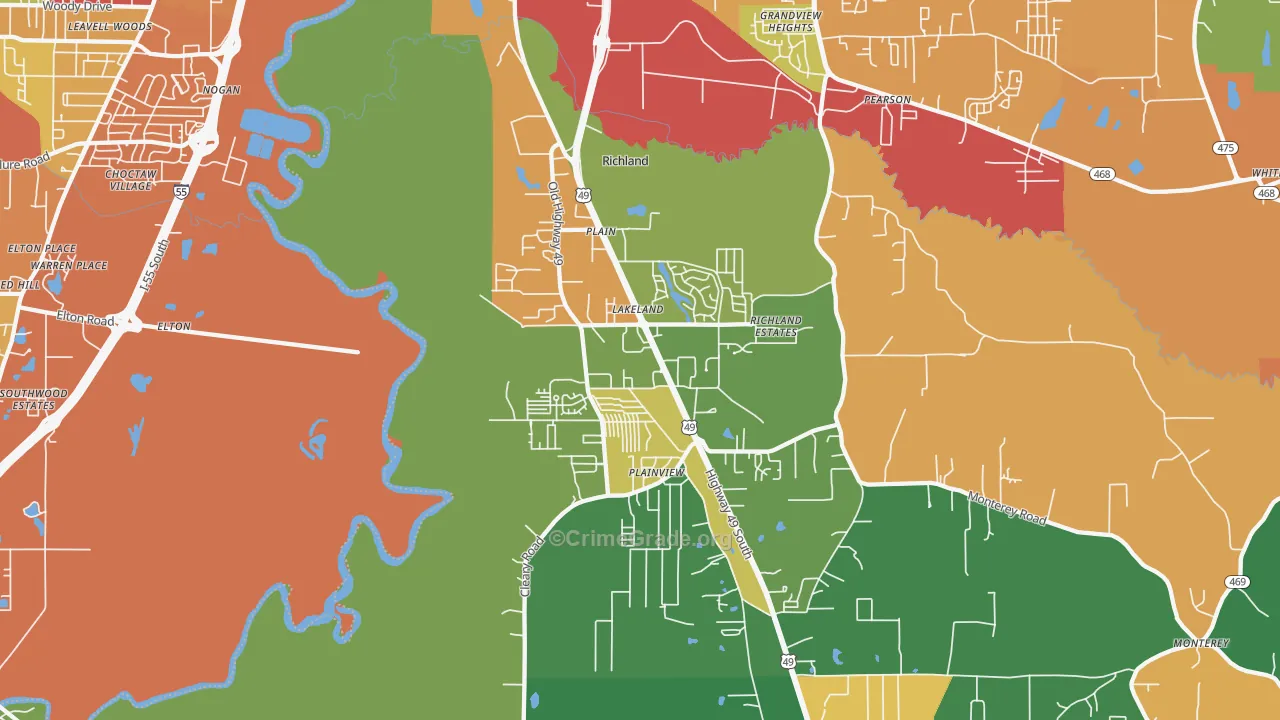 39218, MS Map of Theft Rates
