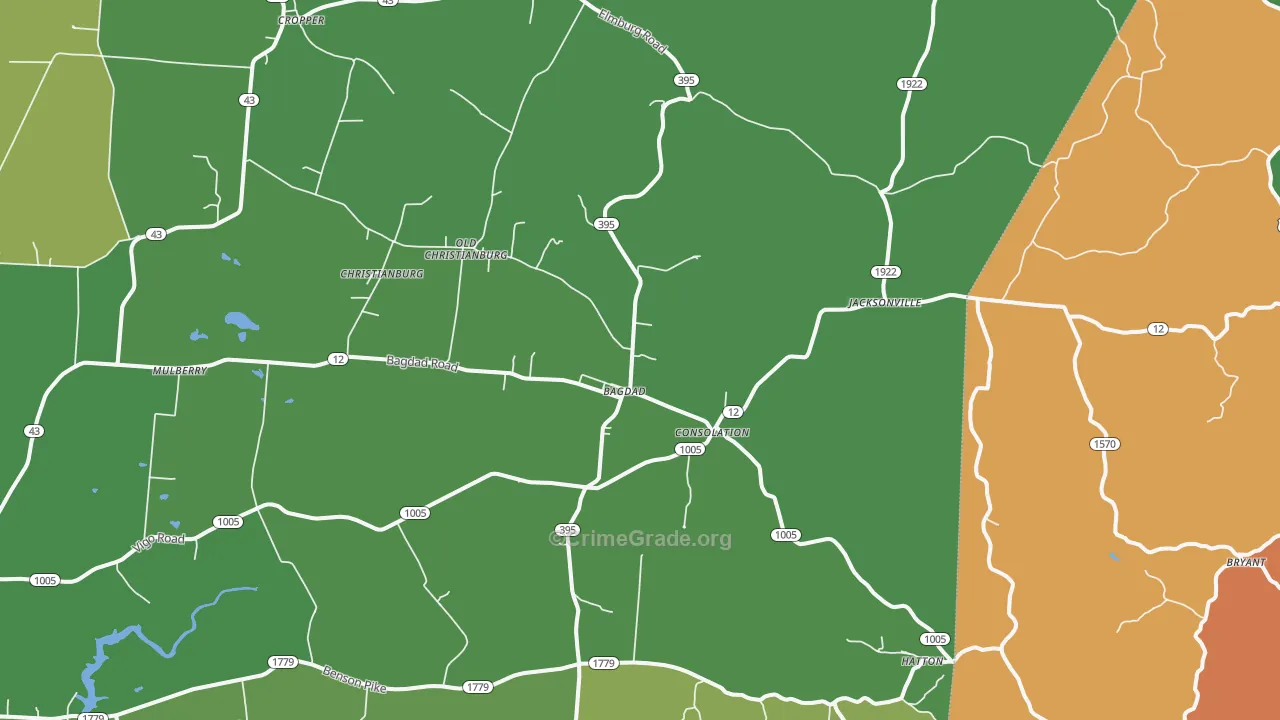 40003, KY Map of Theft Rates