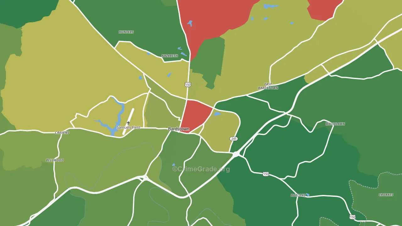 40004, KY Map of Theft Rates