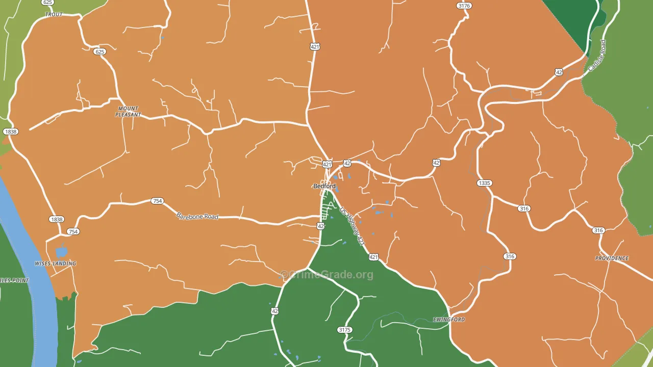 40006, KY Map of Theft Rates