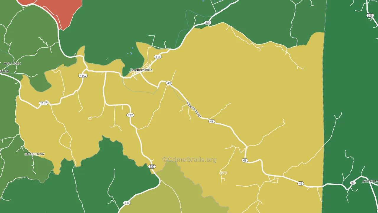 40009, KY Map of Theft Rates