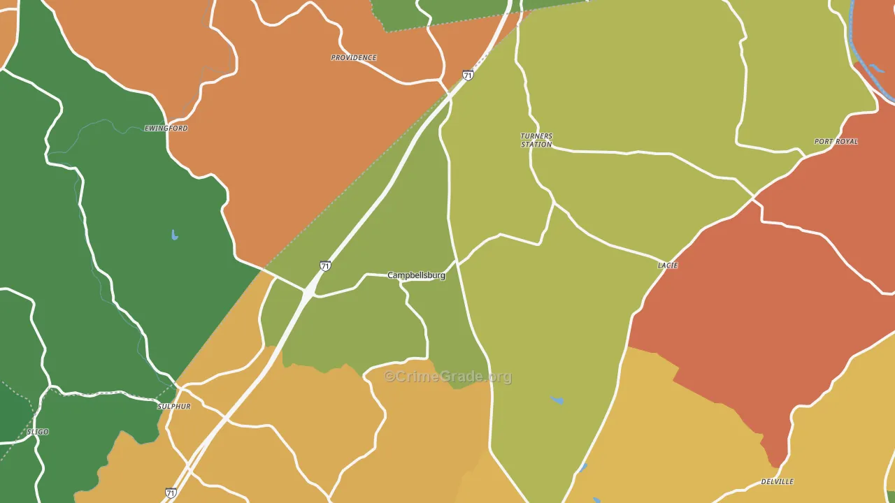 40011, KY Map of Theft Rates