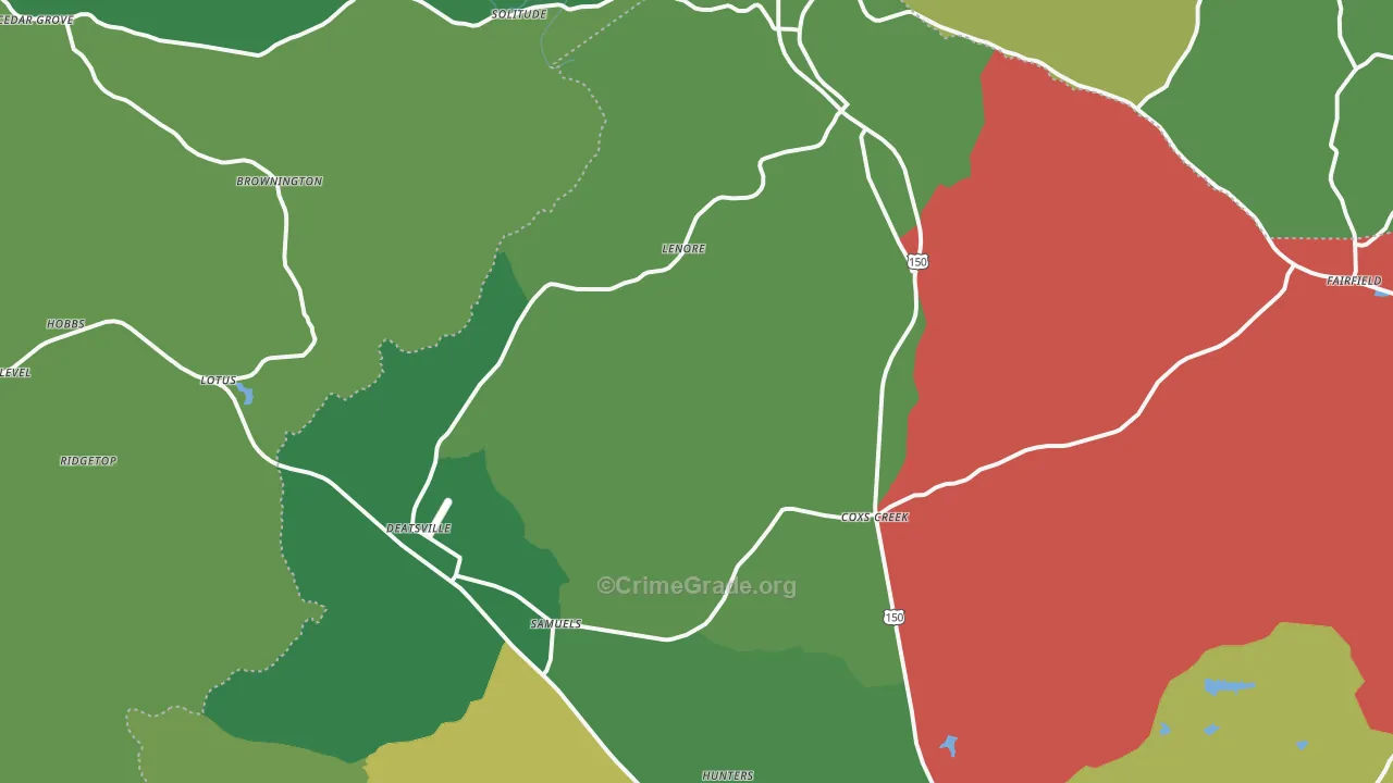 40013, KY Map of Theft Rates