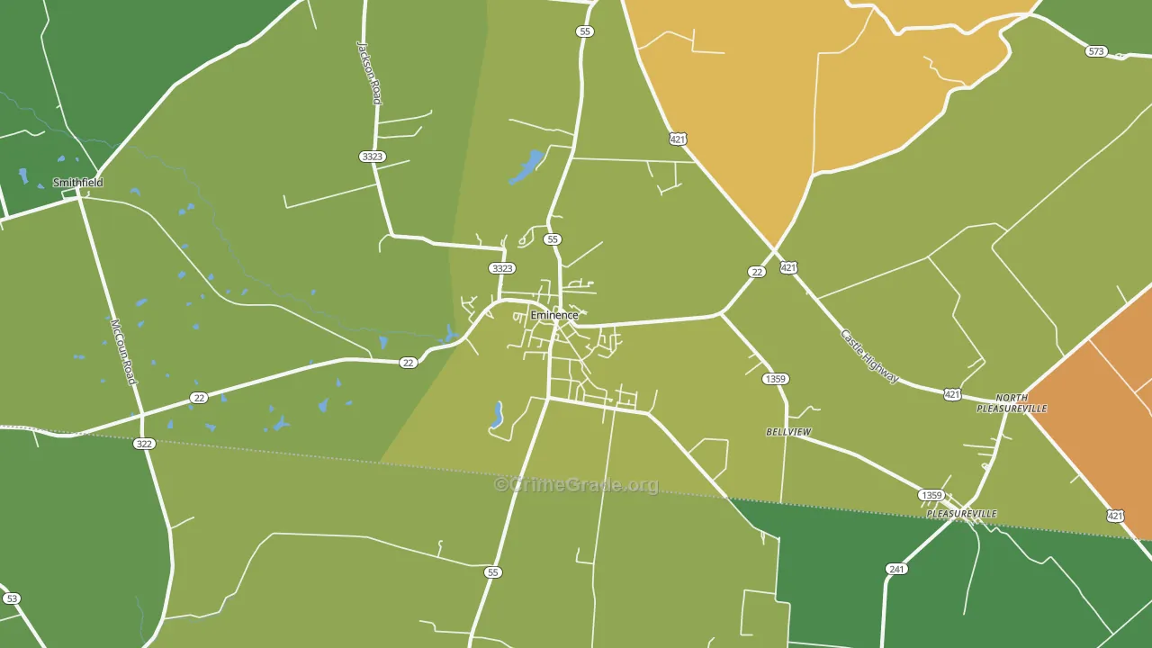 40019, KY Map of Theft Rates